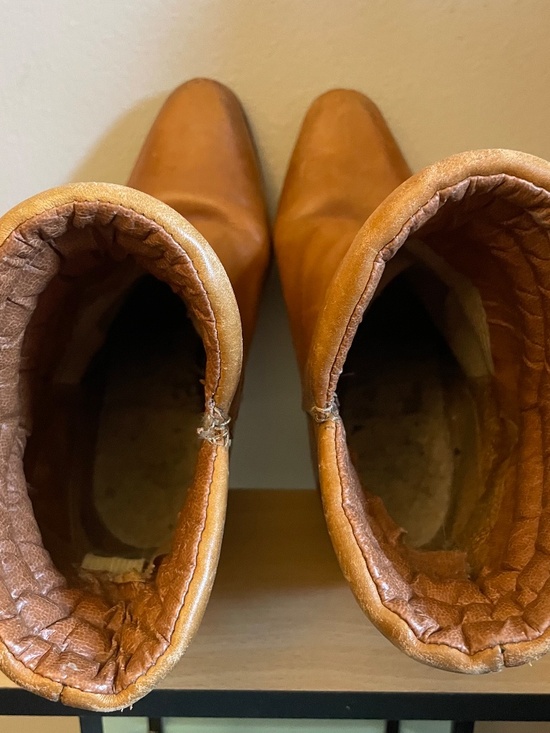 Vintage Western-Style Ankle Boots Cognac Quilted Leather – Size 6–6.5 GUVC *NOTE - Picture 11 of 12